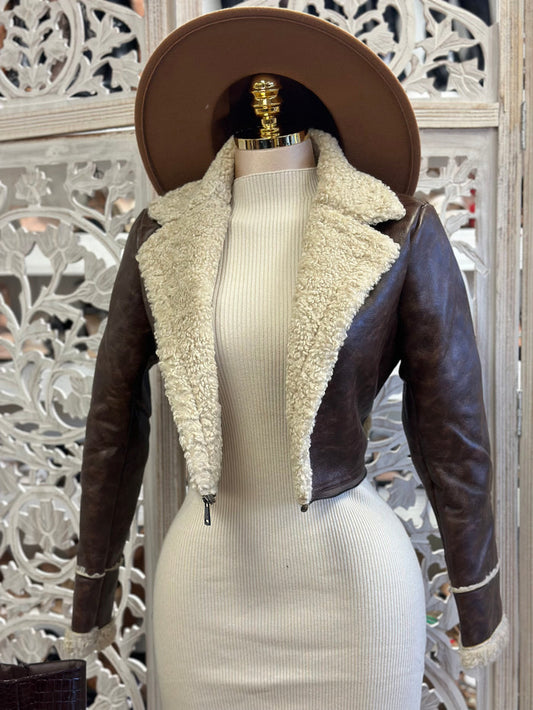 2 in 1 Sherpa Lined Faux Leather Coat
