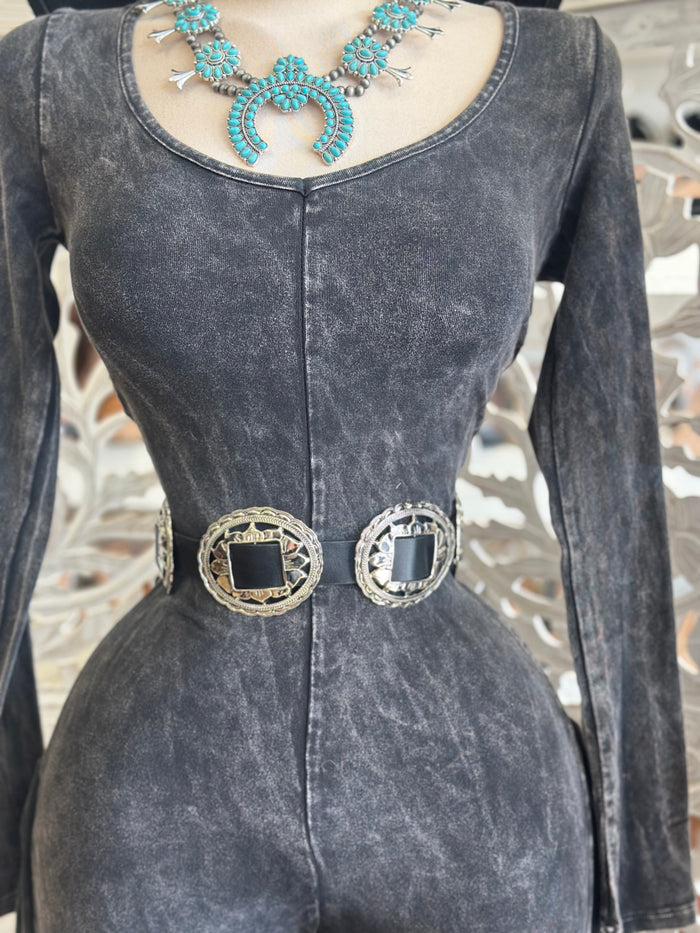 Black Circular Brass Belt