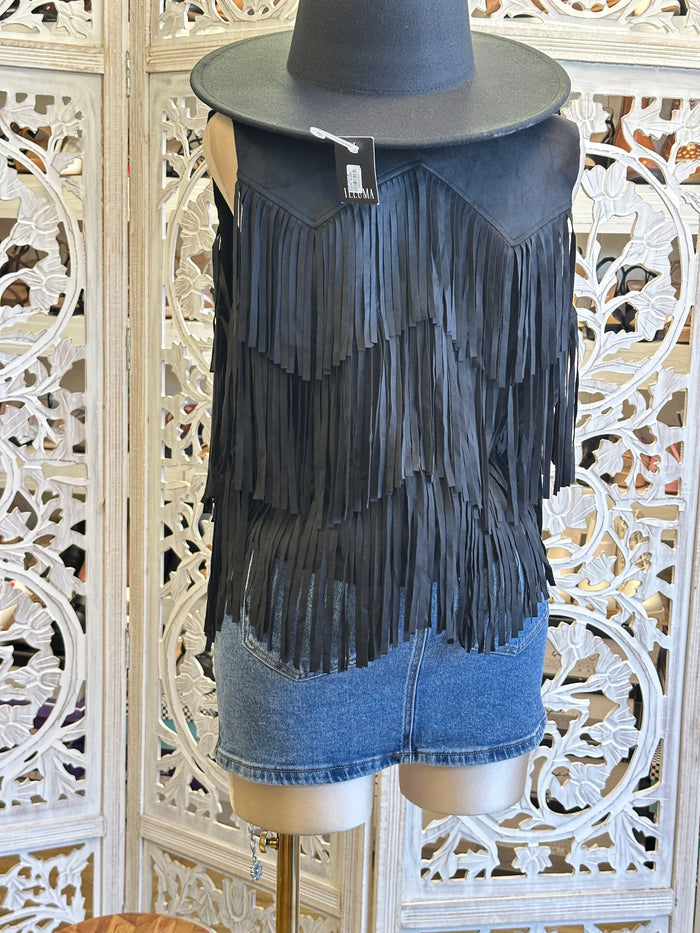 Black Fringe Vest
