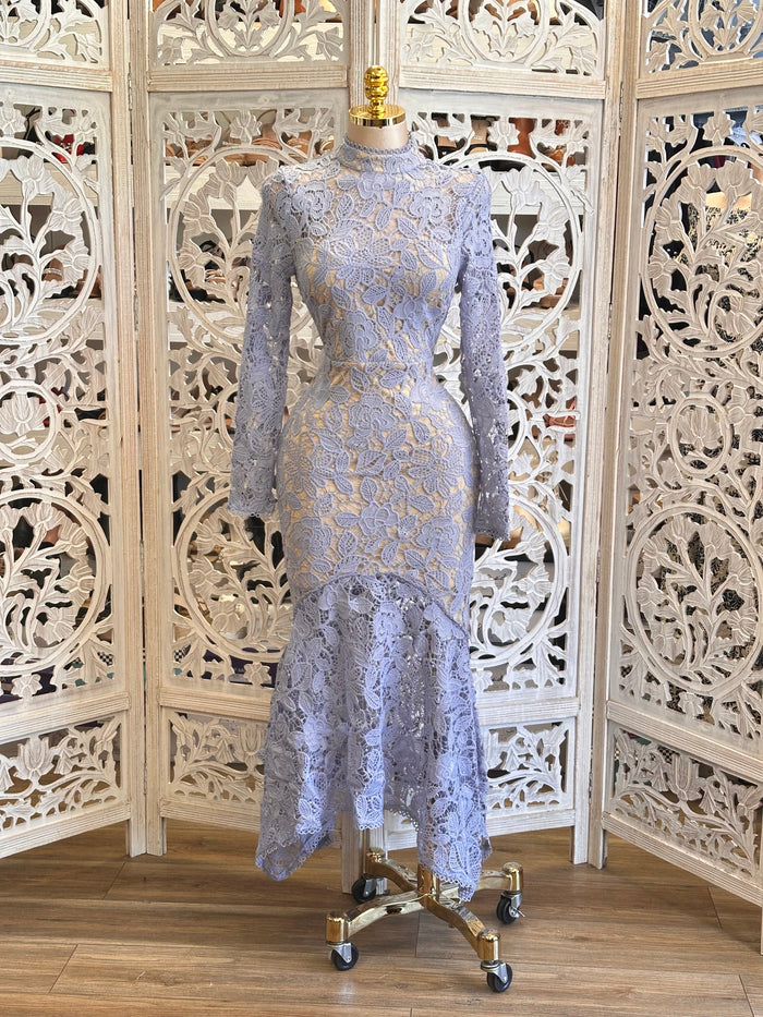 Blue Nude Full Lace Dress- Not Stretchy, No Estira
