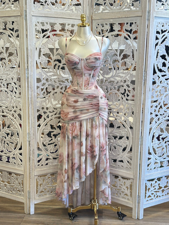 Brushed Floral Corset Dress- Estira, Stretchy