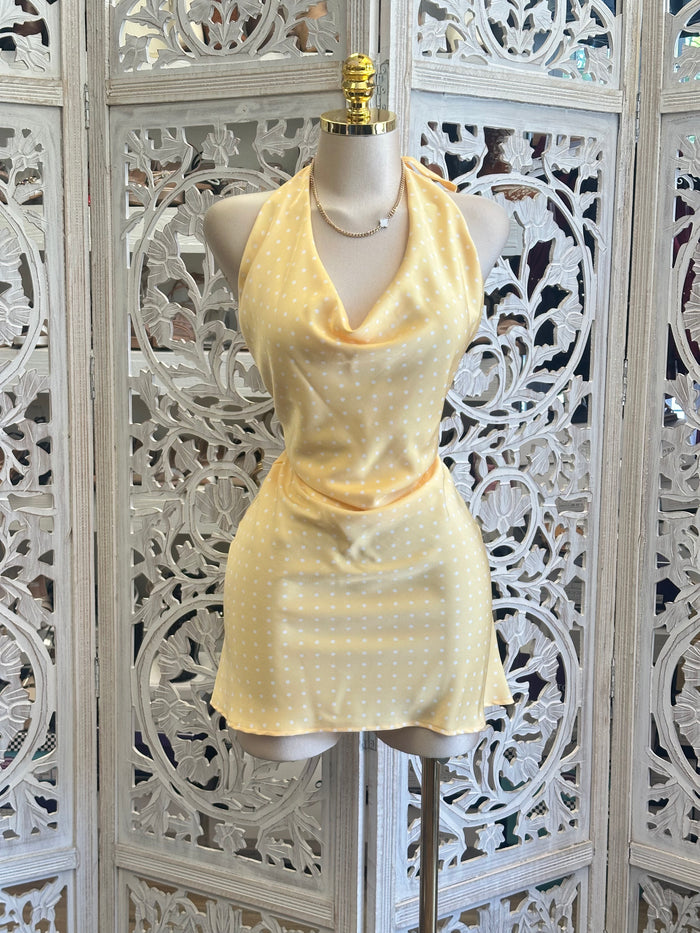 Butter Polka Dot Mini Dress- No Estira, Not Stretchy