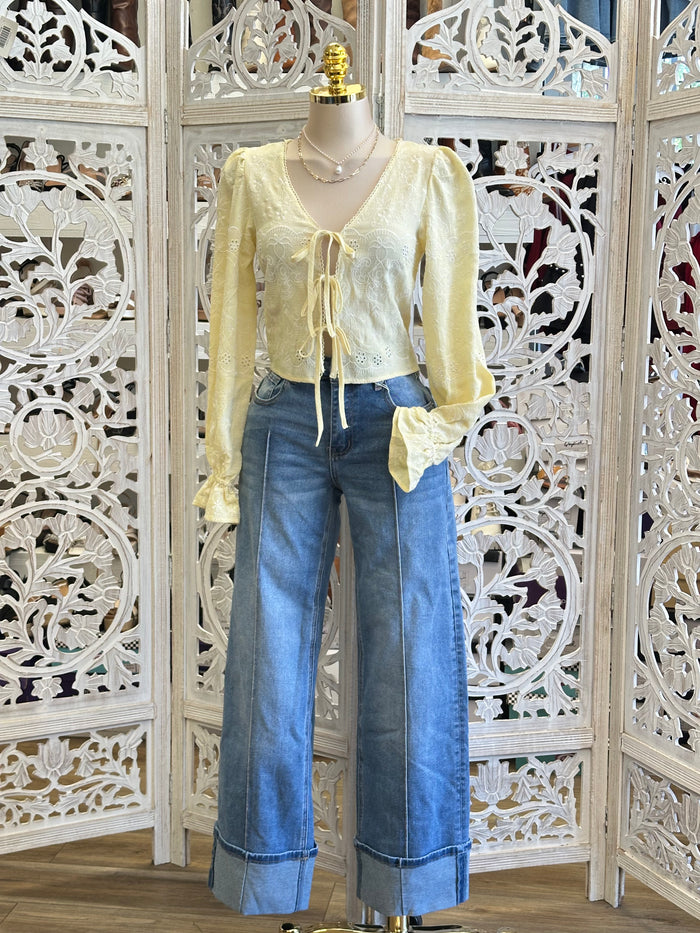 Butter Yellow Eyelet Blouse