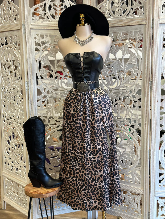 Cheetah Print Maxi Skirt- Estira, Stretchy