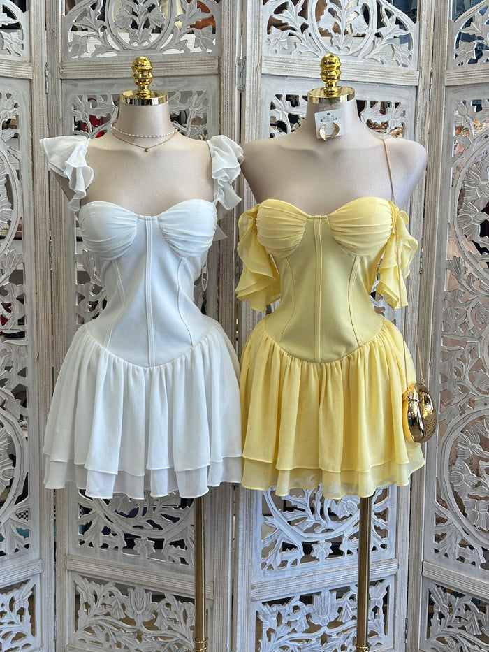 Corset Off Shoulder Mini Dress- Estira, Stretchy