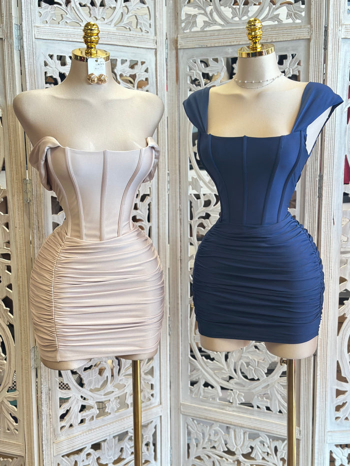Corset Off Shoulder Mini Dress-Stretchy, Estira