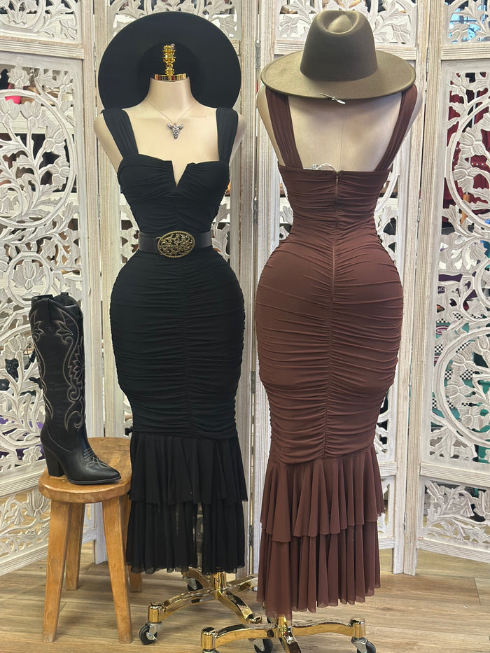 Cuts Midi Elegant Dress- Estira, Stretchy