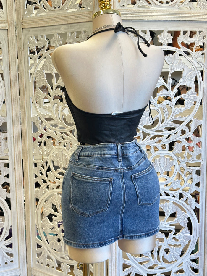Denim Mini Skirt- Stretchy , Estira
