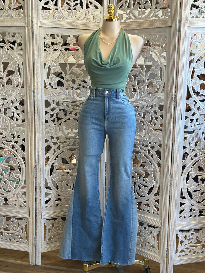Draped Backless Blouse - Estira, Stretchy