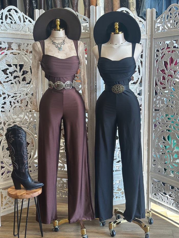 Draped Wide Leg Jumpsuits-Stretchy, Estira