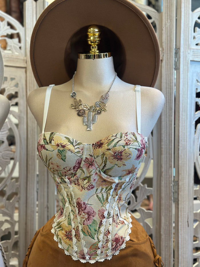 Floral Lace Detail Corset Top