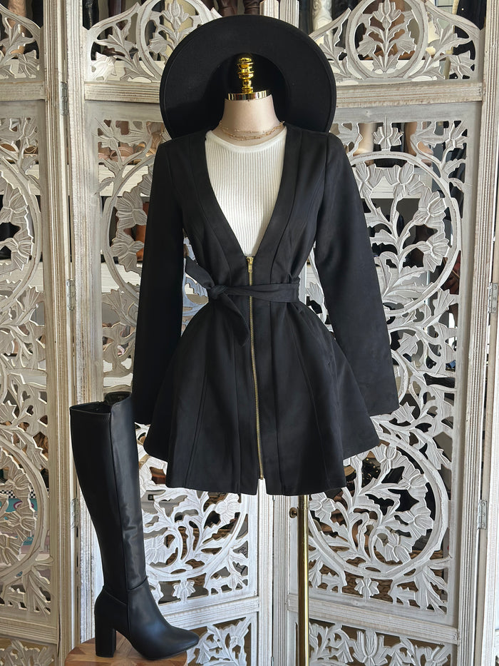 Gold Zip Suede Coat