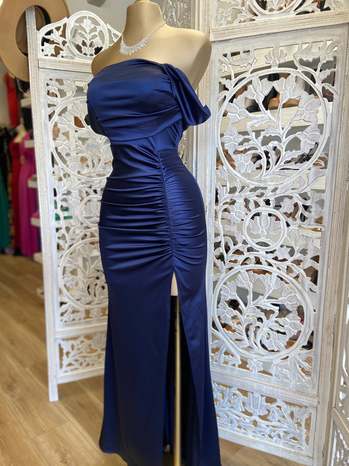 Midnight Blue Formal Ruched Dress