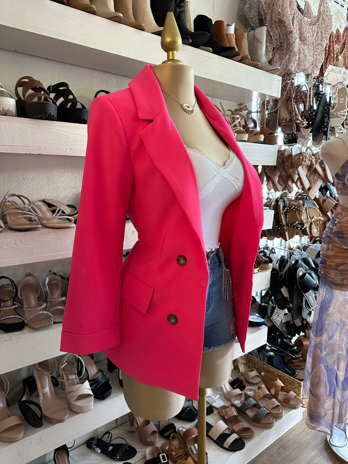 Hot Pink Button Blazer
