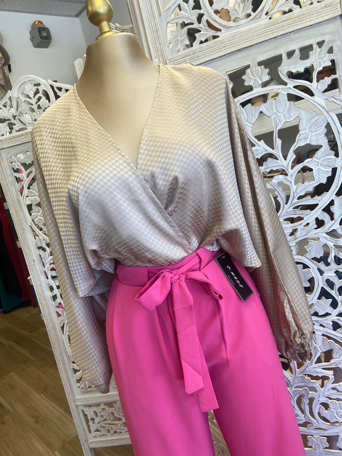 Beige Checkered Blouse