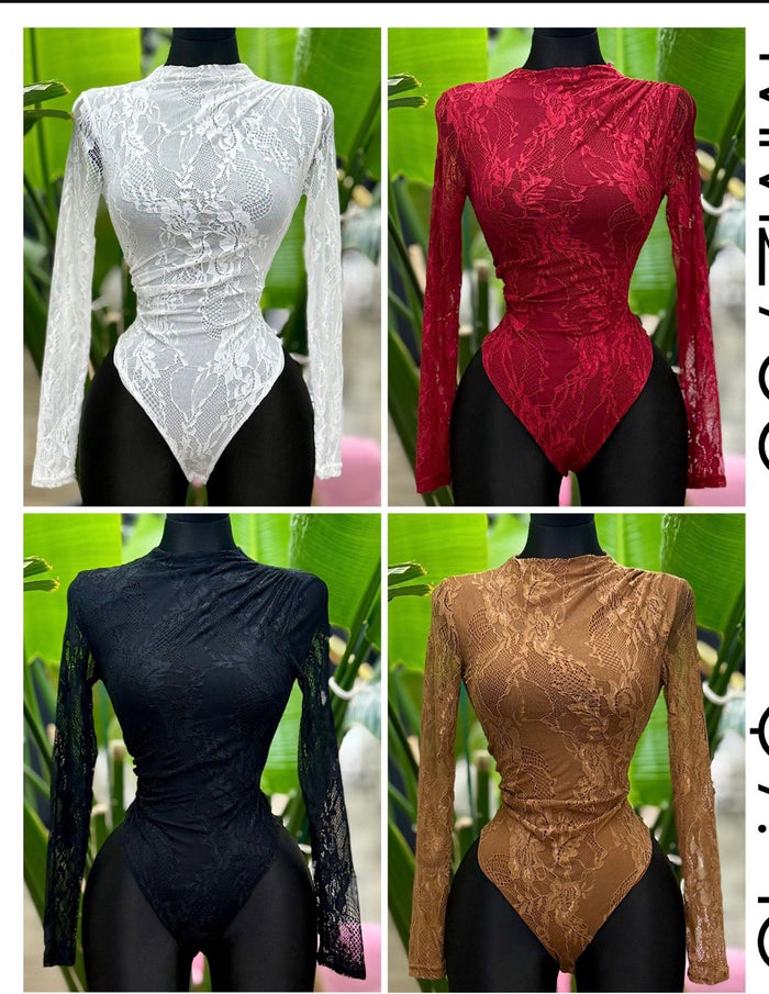 Lace Mesh Bodysuit- Estira, Stretchy