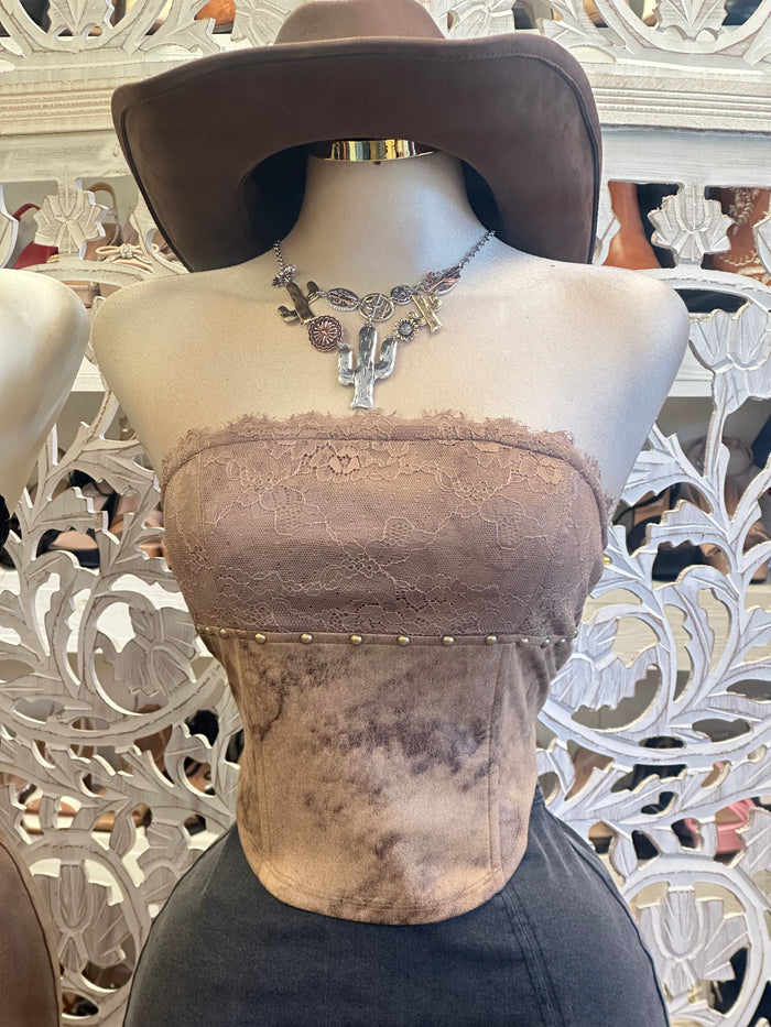 Lace Strapless Studded Top - Estira, Stretchy