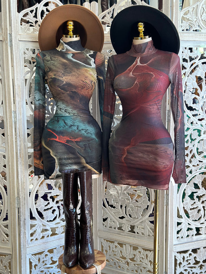 Marble Mesh Mini Dress- Stretchy,Estira