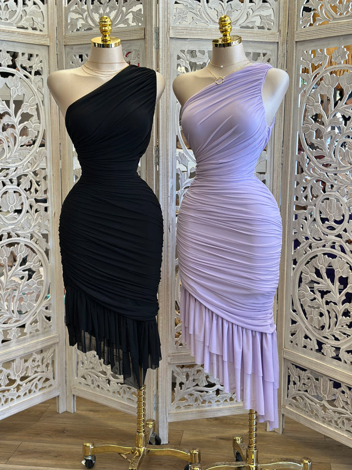 Mermaid Wrapped Ruffle Dress - Estira, Stretchy