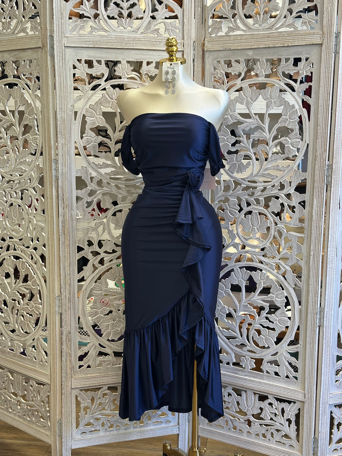 Midnight Blue Cocktail Dress- Estira, Stretchy