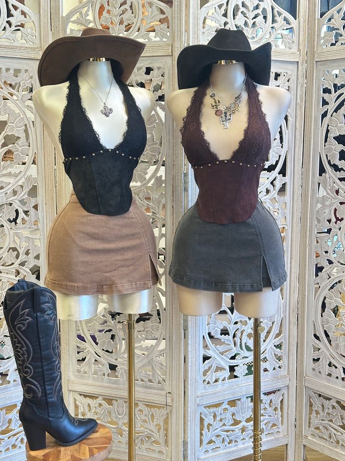 Mini Slit Skort -No Estira , Not Stretchy