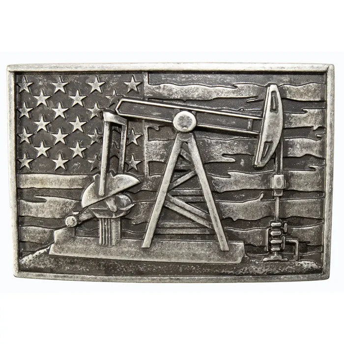 Nocona American Oil Pump Jack - Belt Buckle