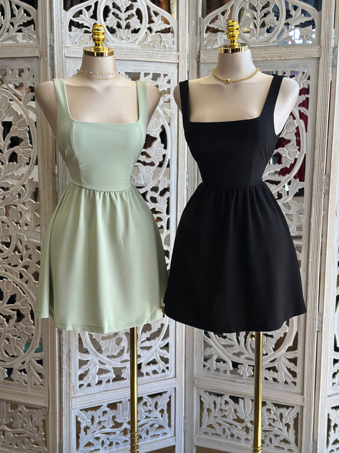 Open Back Ribbon Mini Dress-Stretchy,Estira