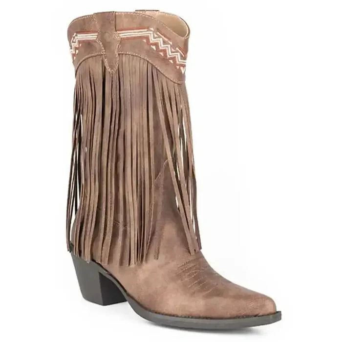 Roper Saddle Siren (Brown) - Women's Biker Boot - Hatcountry