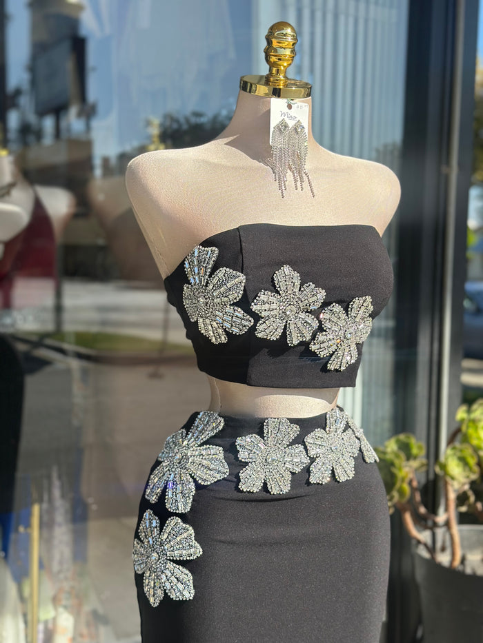 Silver Rhinestone Set- Estira,Stretchy