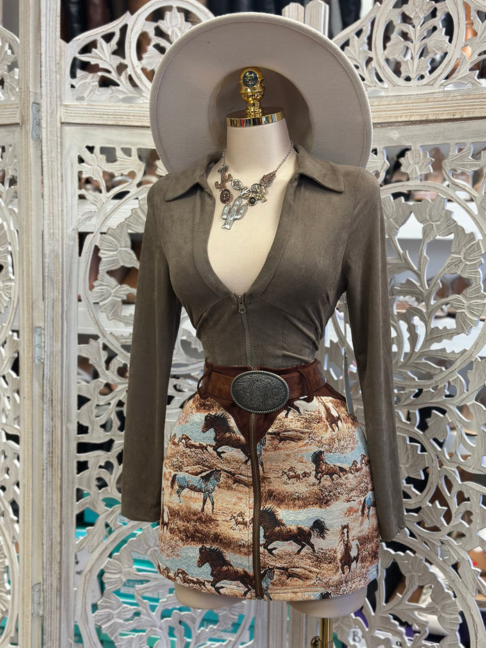 Taupe Zipper - Estira, Stretchy