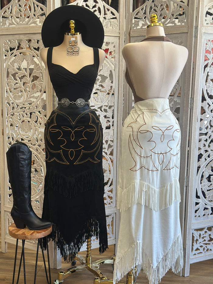 Western Embroidered Maxi Skirt- Not Stretchy , No Estira
