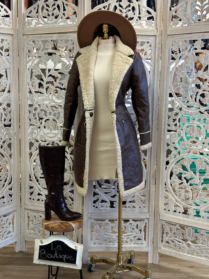 2 in 1 Sherpa Lined Faux Leather Coat