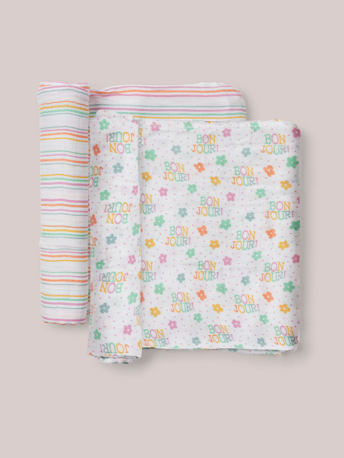 2-Pack Square Swaddle Blanket Set - Bonjour Bébé