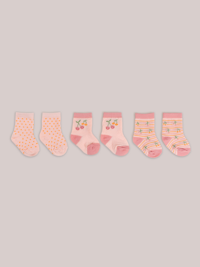 3-Pack Soft Durable Baby Socks Set - Cherry Cute by Doodle By Meg