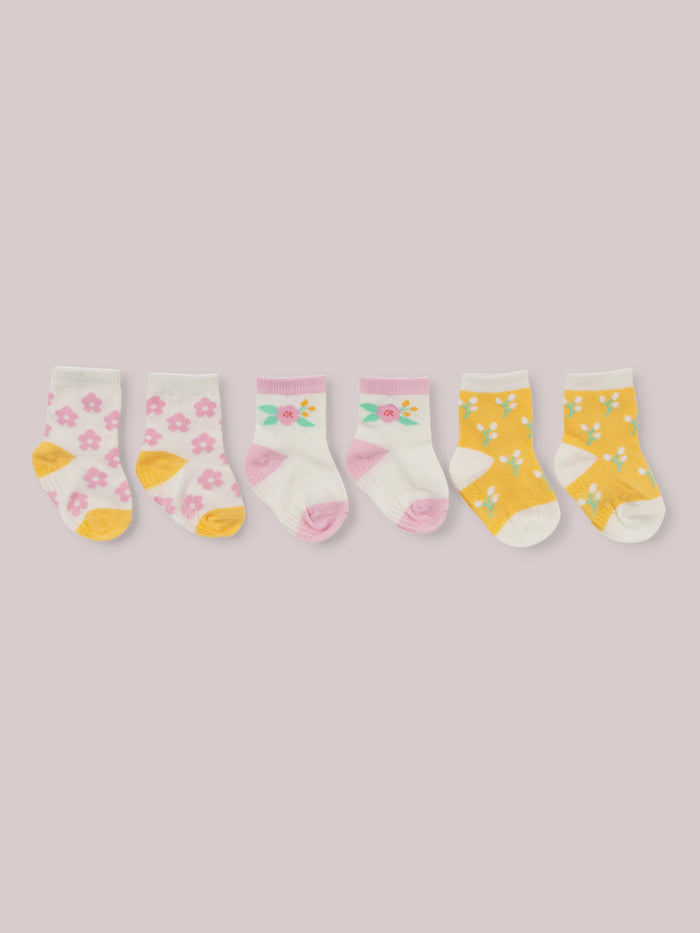 3-Pack Soft Durable Baby Socks Set - Sweet Daisy