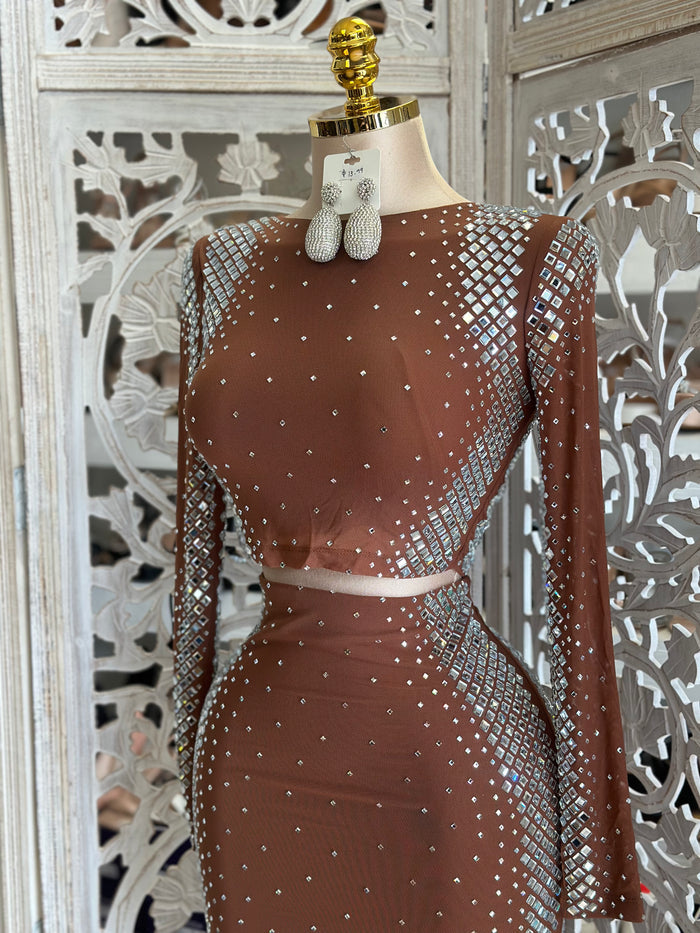 Gradient Rhinestone Brown Set - Stretchy, Estira