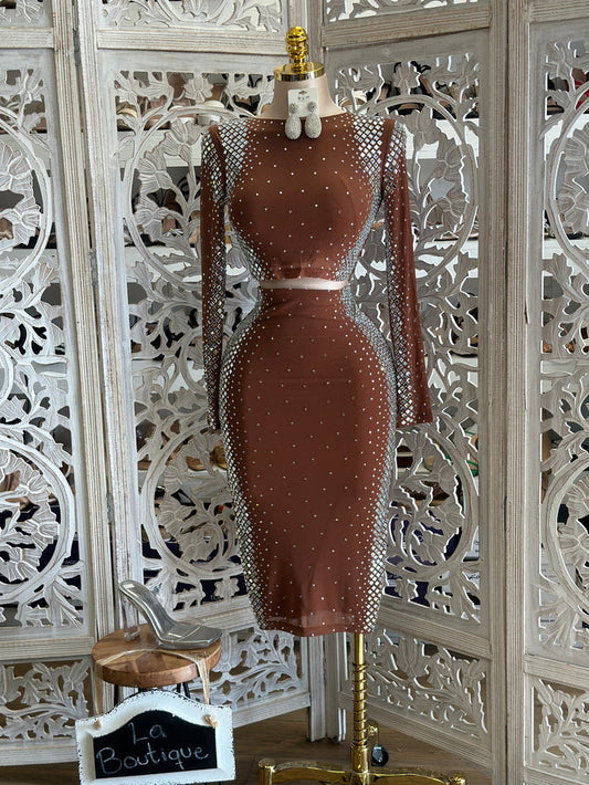 Gradient Rhinestone Brown Set - Stretchy, Estira
