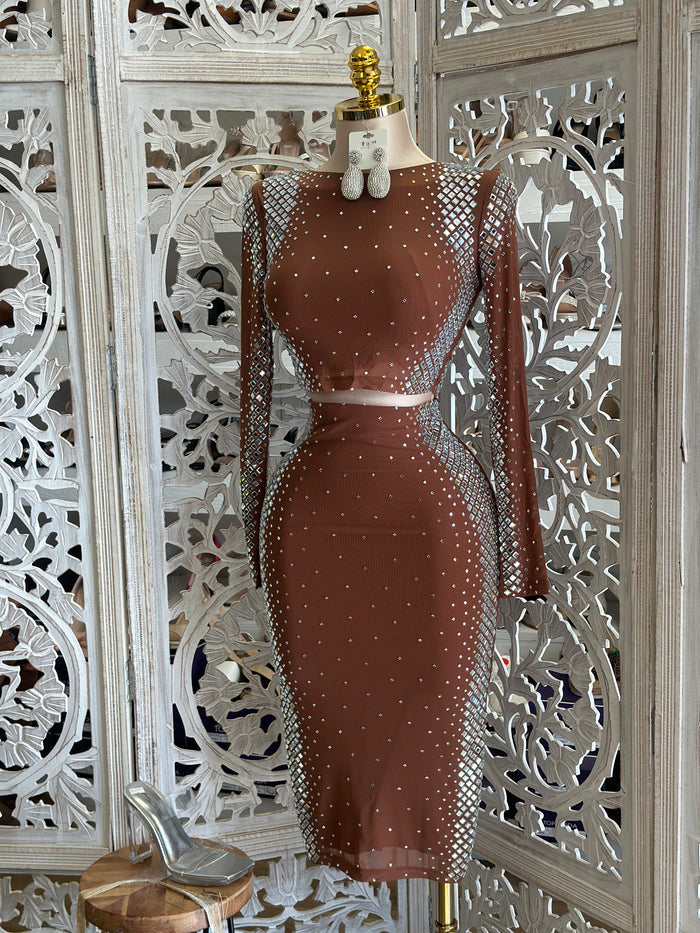 Gradient Rhinestone Brown Set - Stretchy, Estira