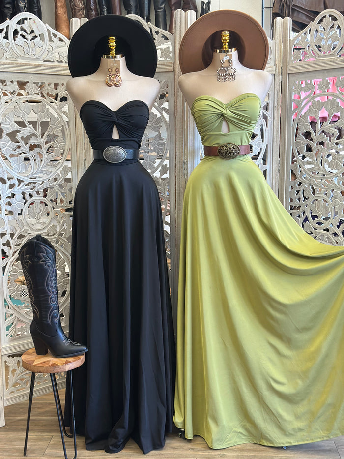 A Line Keyhole Maxi Dress - Estira , Stretchyi