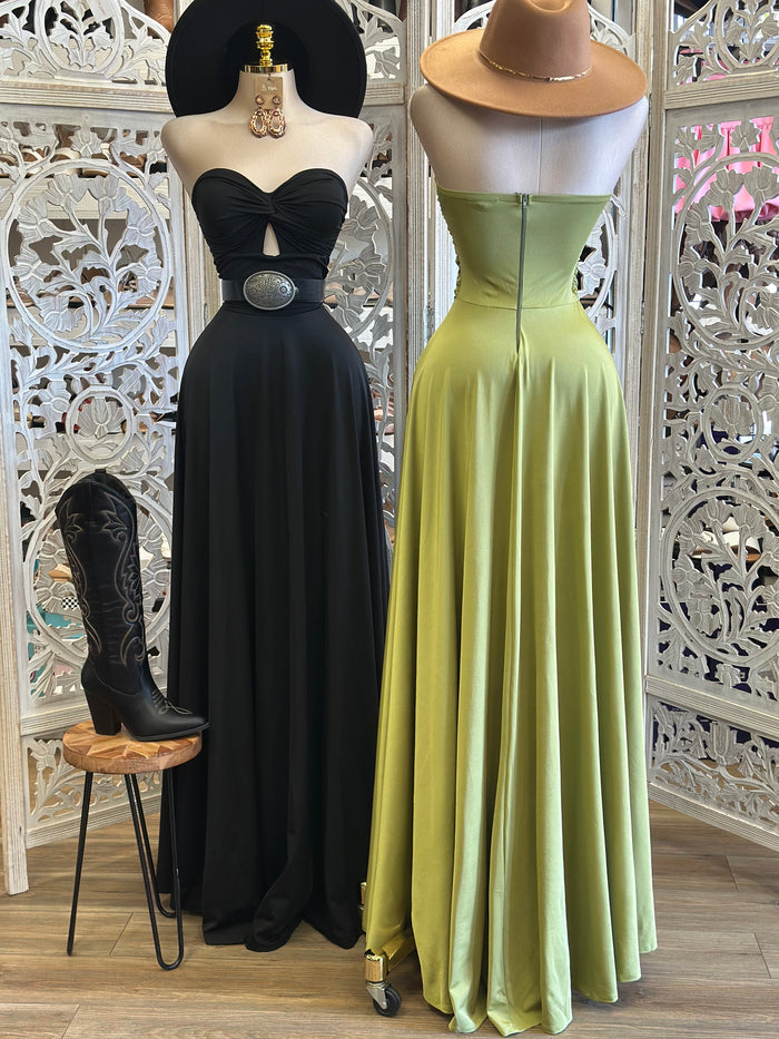 A Line Keyhole Maxi Dress - Estira , Stretchyi