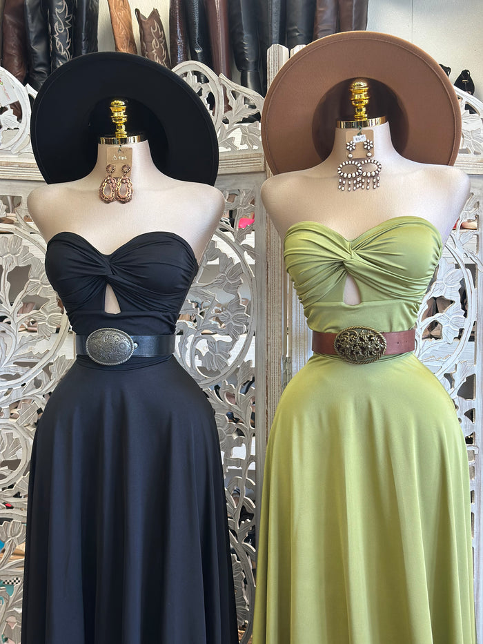 A Line Keyhole Maxi Dress - Estira , Stretchyi