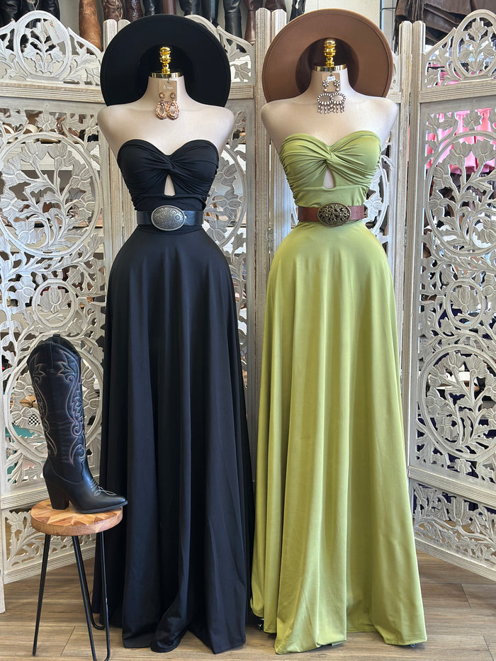 A Line Keyhole Maxi Dress - Estira , Stretchyi
