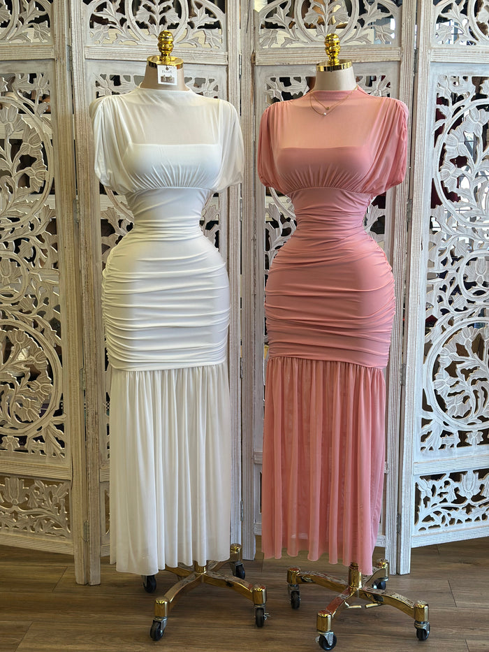 Amara Mesh Midi Dress- Stretchy, Estira
