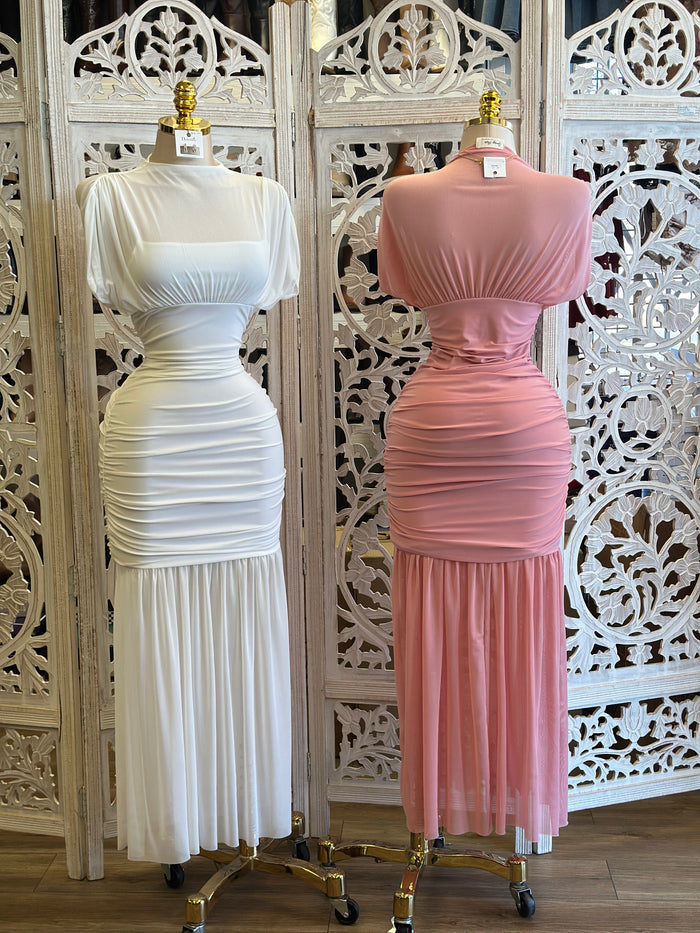 Amara Mesh Midi Dress- Stretchy, Estira