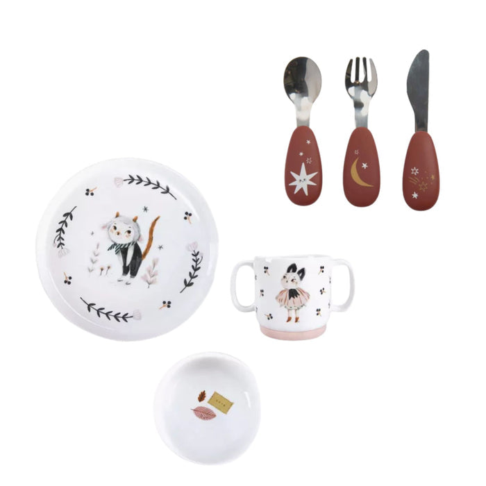 Après la Pluie Porcelain Dish Set + Cutlery Bundle