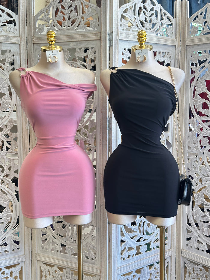 Asymmetrical Broche Mini Dress- Estira, Stretchy