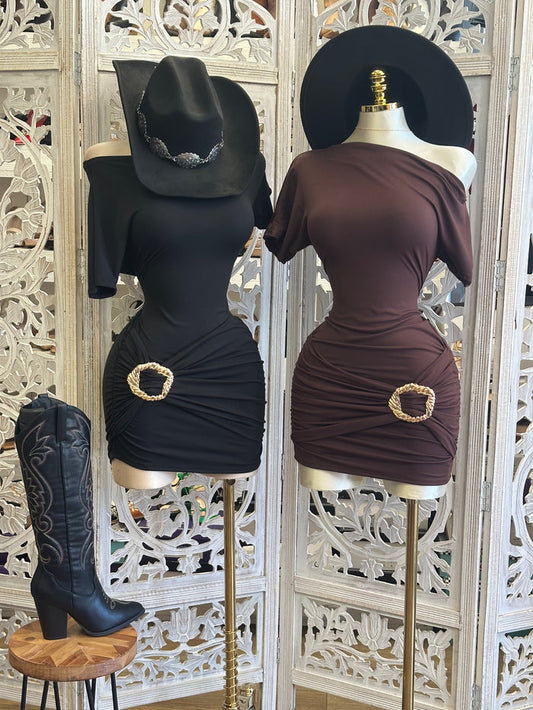 Asymmetrical Broche Mini Dress- Estira, Stretchy