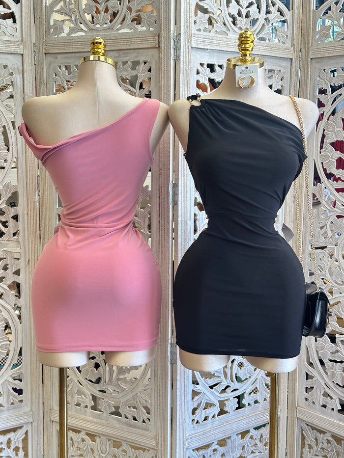Asymmetrical Broche Mini Dress- Estira, Stretchy