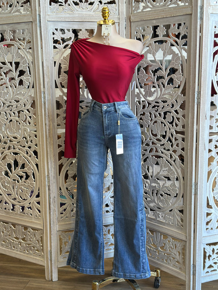 Asymmetrical Knotted Blouse- Estira, Stretchy