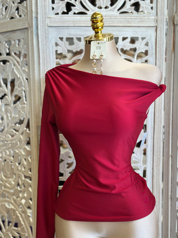 Asymmetrical Knotted Blouse- Estira, Stretchy